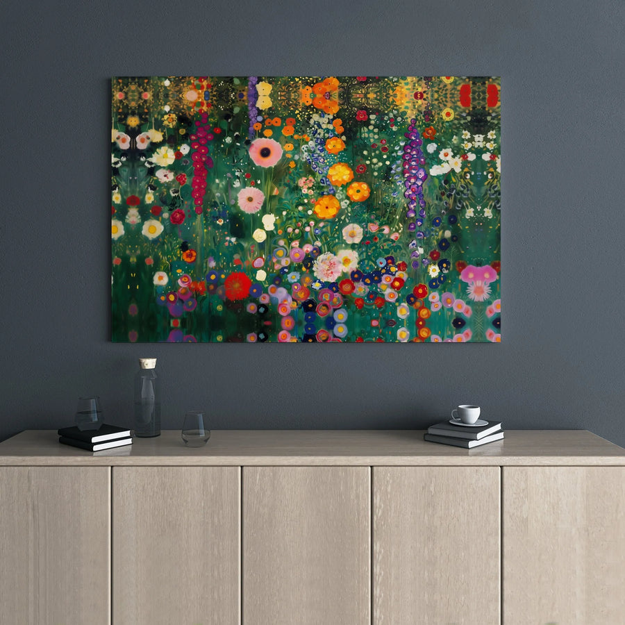 Gustav Klimt Flower Garden Canvas Art | Famous Fine Art Reproduction | 1.25 Inch Gallery Wrap | Premium Wall Decor for Living Room