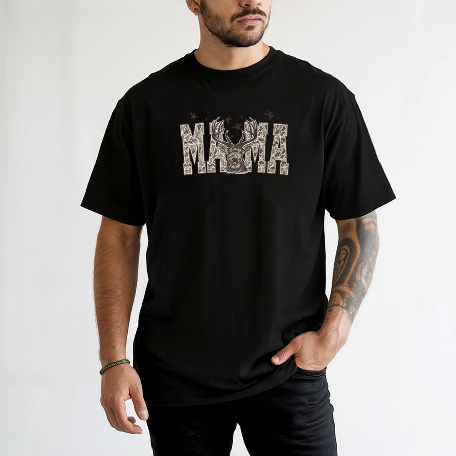 Camo Mama T-Shirt | Deer Hunting Graphic Tee | 100% Cotton Premium Comfort | Country Western Gift for Mom