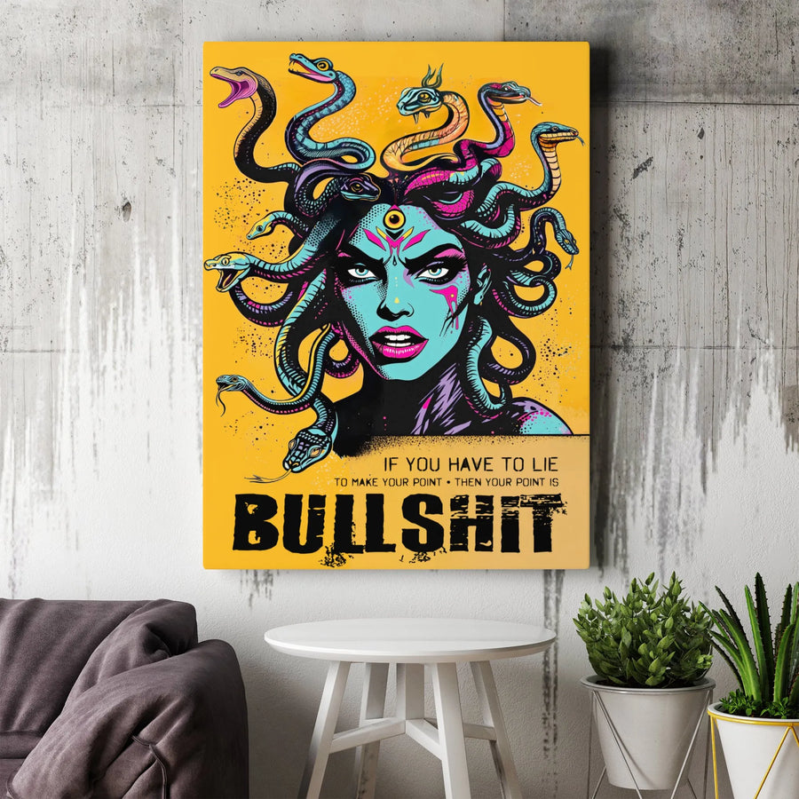 Medusa Wall Art | Sarcastic Quote Motivational Canvas Print | 1.25 Inch Gallery Wrap | Edgy Home Decor for Modern Office