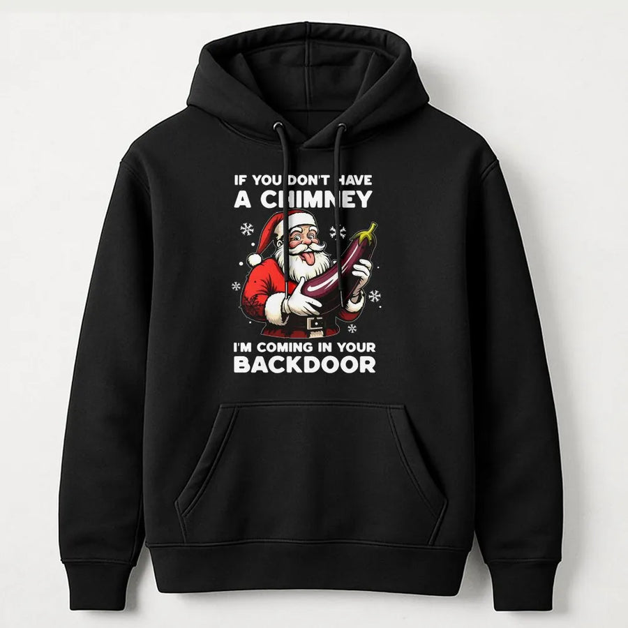 Funny Naughty Santa Hoodie | Dirty Christmas Eggplant Humor | Premium Cotton Blend Unisex Sweatshirt | Hilarious Gag Gift for Adults