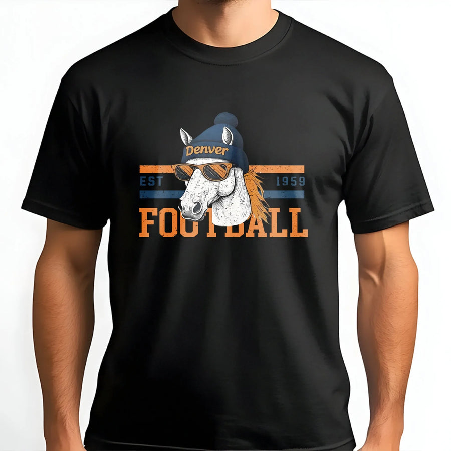 Denver Bronco Vintage T-Shirt Retro Football Horse Design Game Day Fan Apparel Unisex Soft T-Shirt, Gift For Men Women