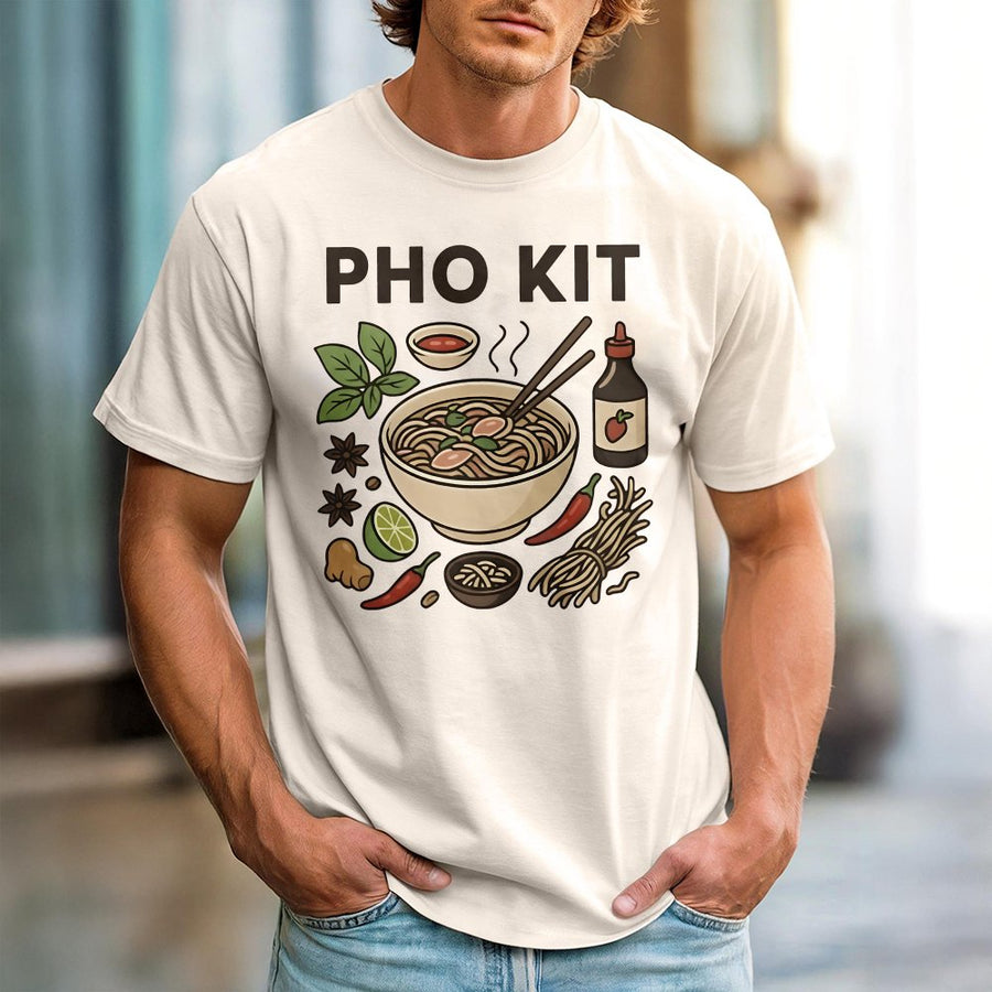 Pho Kit T-Shirt | Vietnamese Noodle Soup Graphic Design | Premium 100% Cotton Tee | Foodie Lover Gift for Men and Women