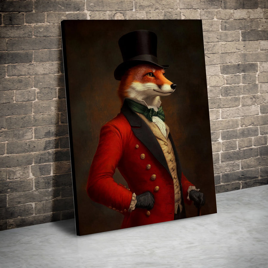 Dapper Fox Canvas Wall Art | Victorian Gentleman Animal Portrait | Premium Gallery Wrap Print | Unique Gift for Animal Lovers and Office Decor