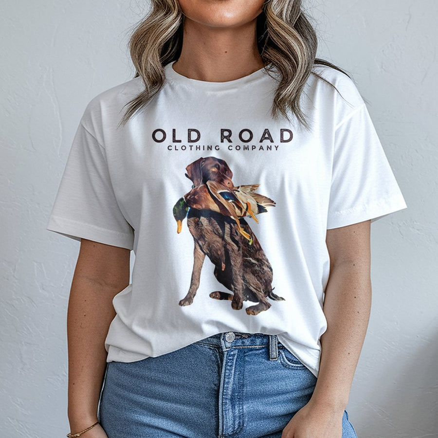 German Wirehaired Pointer T-Shirt | Duck Hunting Bird Dog Graphic | Premium 100% Cotton Tee | Gift for Hunter & Outdoorsman