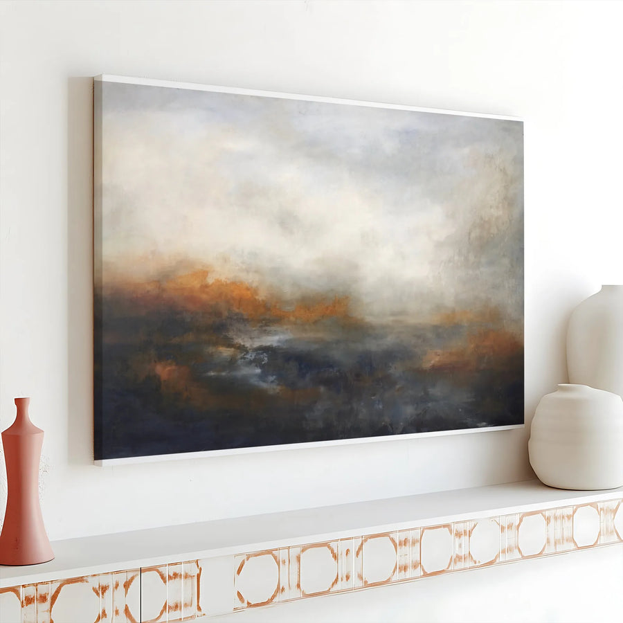 Abstract Landscape Canvas Wall Art | Modern Earth Tone Painting Print | Premium Gallery Wrapped Canvas | Large Living Room Decor Gift