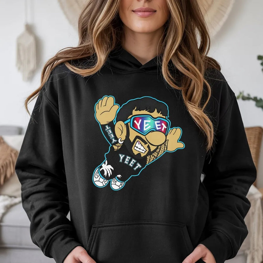 Yeet Wrestling Hoodie | Cartoon Style Superstar Fan Apparel | Premium Cotton Blend Unisex Sweatshirt | Gift for Pro Wrestling Fans
