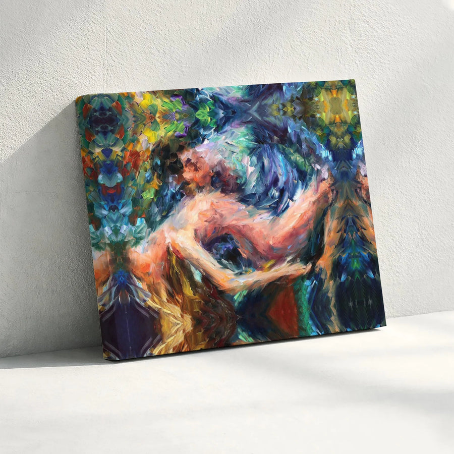 Abstract Embracing Couple Canvas Print | Romantic Impressionist Wall Art | Gallery-Quality 1.25 Inch Profile | Modern Home Decor Gift