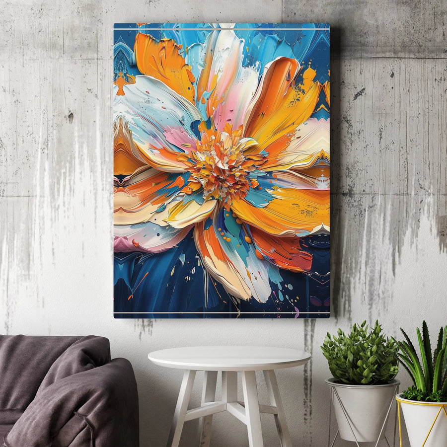 Abstract Floral Canvas Wall Art | Vibrant Textured Flower Print | Premium Thick Gallery Wrap Canvas | Modern Home Decor Gift