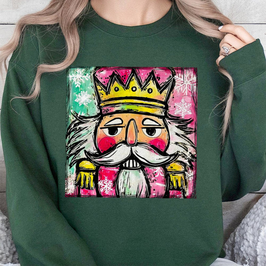 Nutcracker Christmas Sweatshirt | Watercolor Holiday Art | Soft Cotton-Poly Blend | Festive Apparel for Women & Men