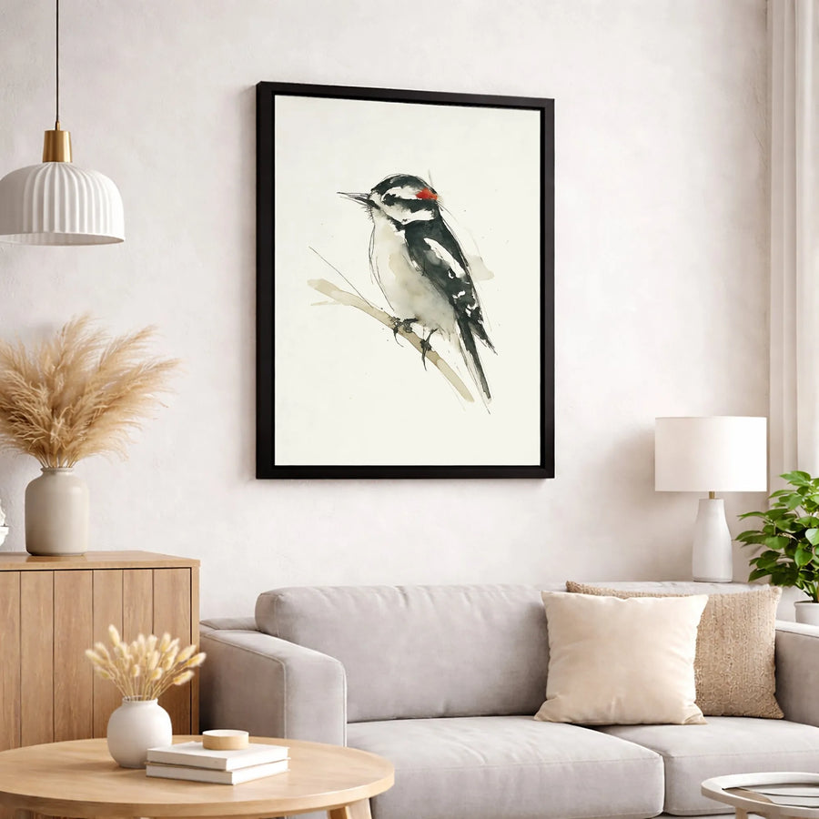 Downy Woodpecker Wall Art | Watercolor Bird Print | Premium 1.25-Inch Gallery Canvas | Nature Lover Gift & Rustic Home Decor
