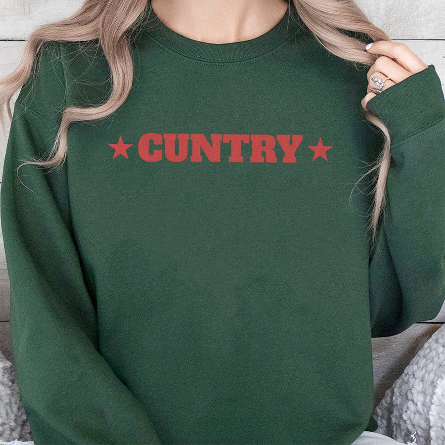 Cuntry Western Sweatshirt | Funny Retro Country Music Pullover | Premium Cotton Blend Crewneck | Gift for Cowgirl and Country Music Fan