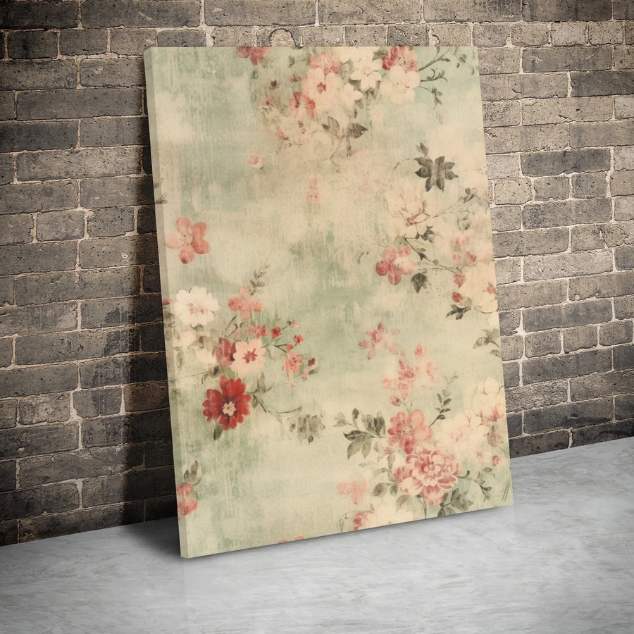 Vintage Floral Canvas Wall Art | Shabby Chic Pink and Red Flower Print | Premium Gallery Wrap 1.25 Inch Frame | Elegant Home Decor Gift