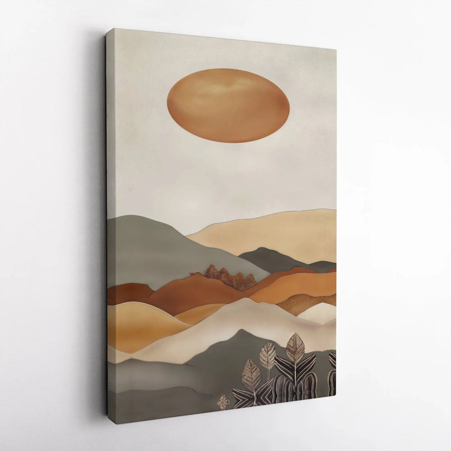 Abstract Mountain Wall Art | Minimalist Earth Tone Landscape Print | Premium Gallery Canvas | Modern Living Room Decor Gift