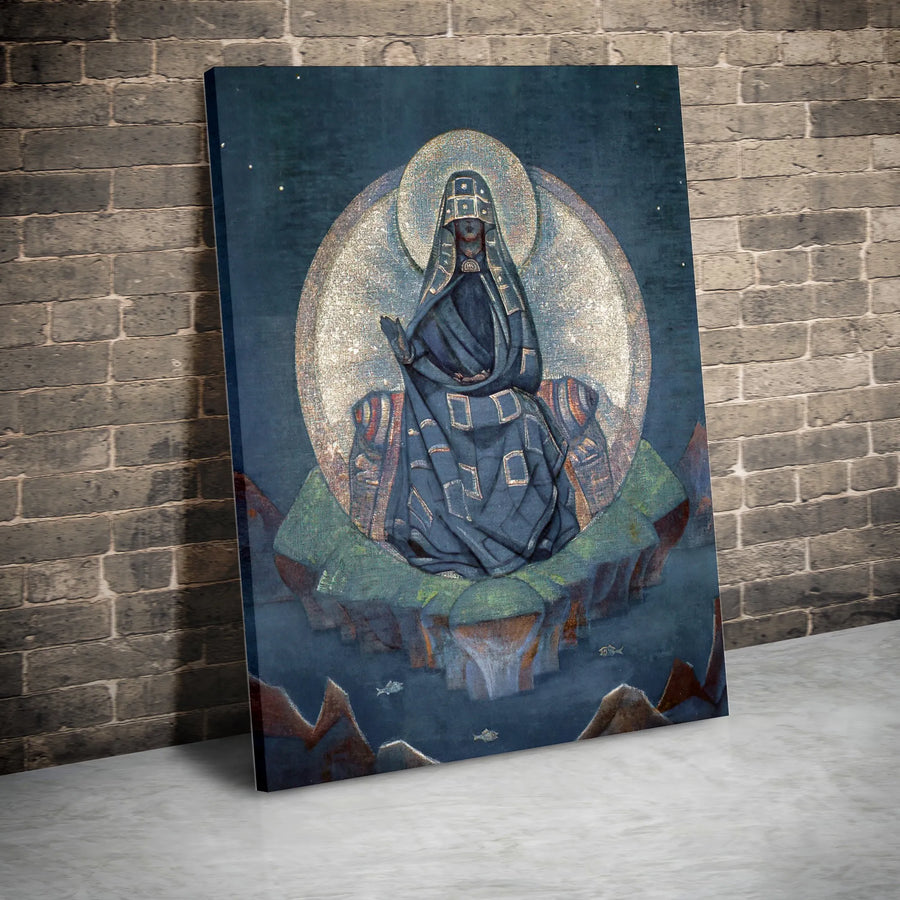 Mystical Veiled Figure Wall Art | Ethereal Seated Goddess Portrait | Premium Gallery-Wrapped Canvas | Gothic Spiritual Home Decor Gift