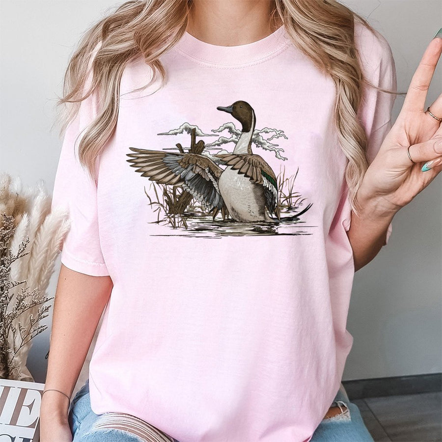 Pintail Duck Hunting T-Shirt | Vintage Marsh Waterfowl Graphic | Premium 100% Cotton | Outdoor Nature Gift for Hunters