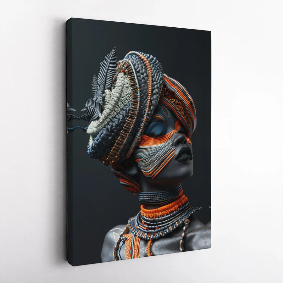 Afrofuturism Wall Art | Intricate Portrait Canvas Print | 1.25-Inch Premium Gallery Profile | Ethnic Home Decor for Living Room