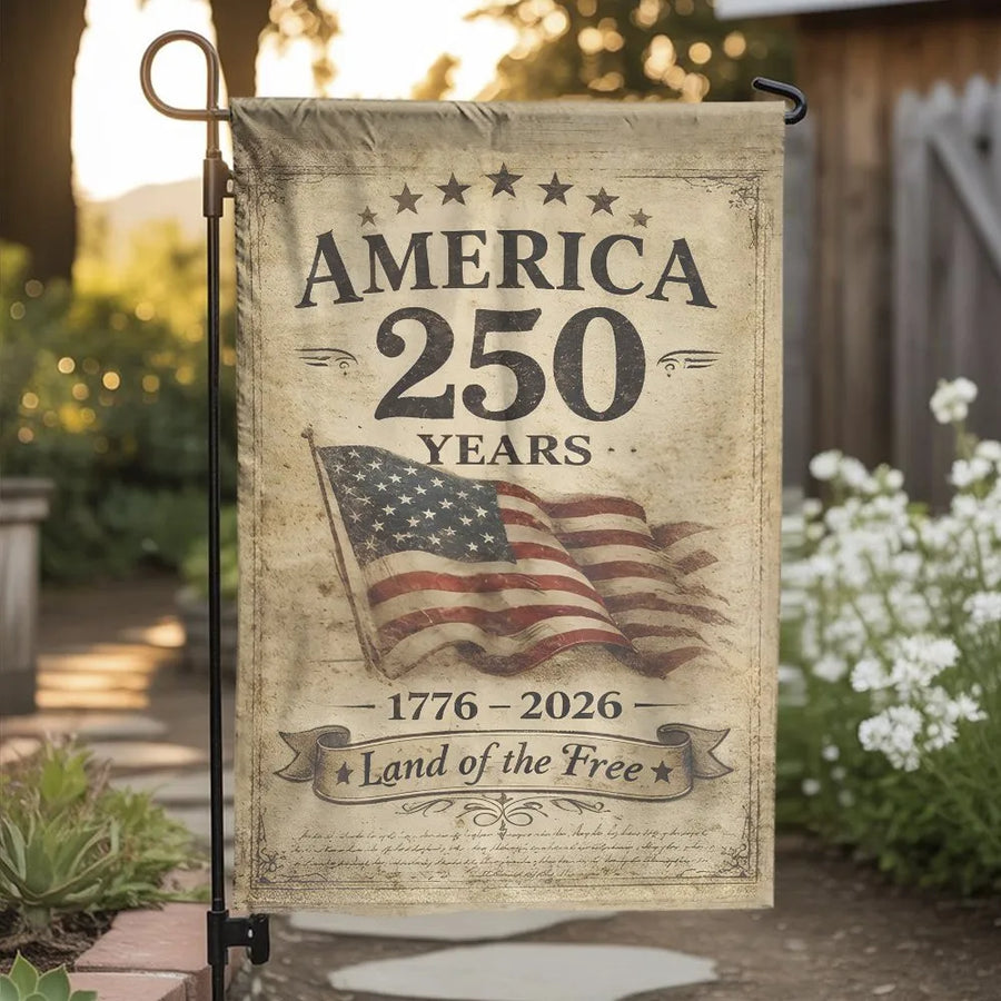America 250th Anniversary Garden Flag | Vintage 1776-2026 Design | Double Sided Polyester | Commemorative Patriotic Yard Decor