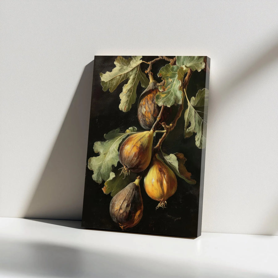 Still Life Fig Art Print Canvas | Botanical Fruit Wall Decor | Premium Gallery Wrap | Kitchen and Dining Room Wall Art Gift