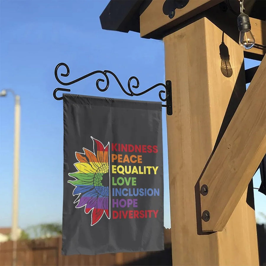 LGBTQ Pride Garden Flag | Rainbow Sunflower with Inspirational Quote | Weather Resistant Double Sided | Pride Month Outdoor Decor Gift