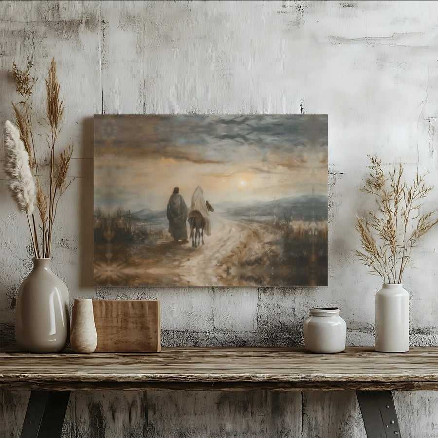 The Flight Into Egypt Canvas Print | Biblical Wall Art Painting | Premium Gallery Wrap Decor | Religious Home Gift for Christians