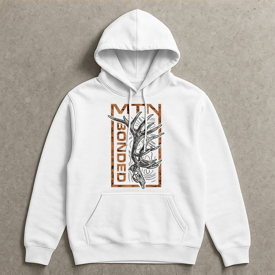 Mtn Bonded Hoodie | Deer Antler Skull Graphic | Premium Cotton Blend Apparel | Outdoor Hunting Gift For Nature Lovers