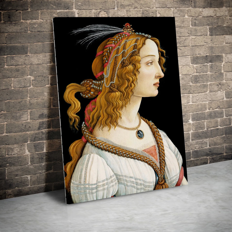 Botticelli Portrait of a Young Woman Canvas Wall Art | Italian Renaissance Painting Print | Premium Gallery Wrap Canvas | Classic Art Home Decor Gift