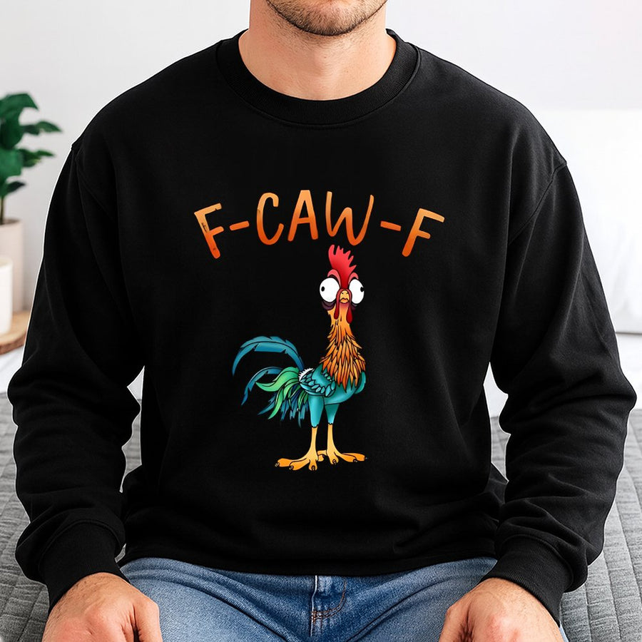 Funny Chicken Sweatshirt | F-Caw-F Quirky Rooster Graphic | Premium Cotton Blend Crewneck | Unisex Gift For Animal Lovers And Humor Fans