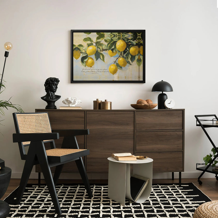 Fruit of the Spirit Wall Art | Galatians 5:22-23 Lemon Branch Painting | Premium Gallery Canvas | Christian Home Decor Gift