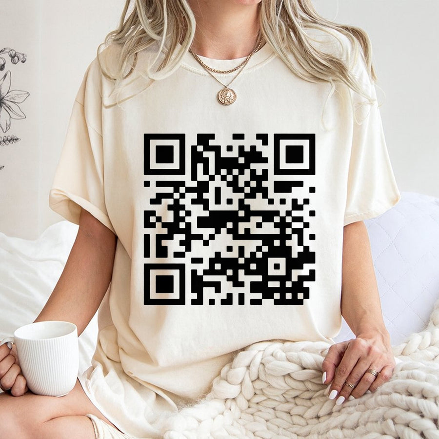 QR Code Graphic T-Shirt | Funny Sarcastic Message Design | 100% Cotton Premium Tee | Unique Novelty Gift for Men and Women