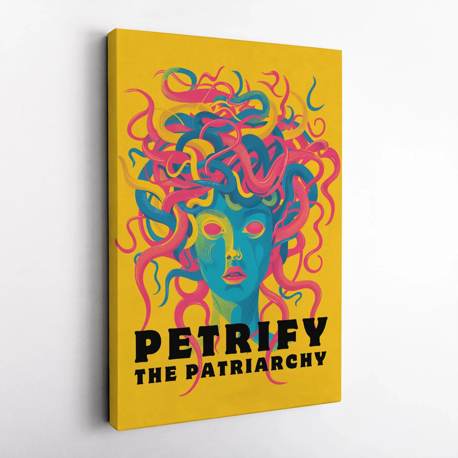 Medusa Wall Art | Petrify The Patriarchy Feminist Quote | Gallery Quality Canvas Print | Empowering Office & Home Decor Gift