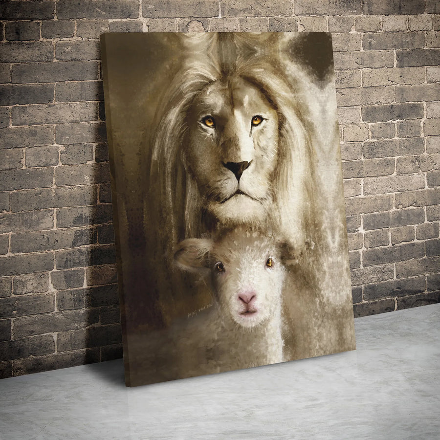 Lion And Lamb Wall Art | Christian Religious Canvas Print | Premium Gallery Wrap Decor | Inspirational Faith Gift For Home And Office
