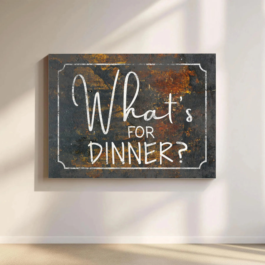 What's For Dinner Canvas Sign | Rustic Farmhouse Kitchen Decor | Premium Gallery Wrapped Canvas | Funny Dining Room Wall Art Gift