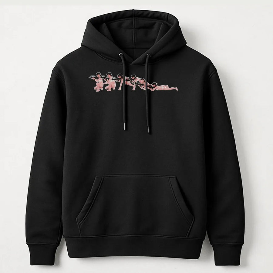 Anime Girl Gunner Hoodie | Tactical Waifu Graphic Print | Premium Cotton Blend Sweatshirt | Edgy Urban Streetwear Gift for Gaming Fans