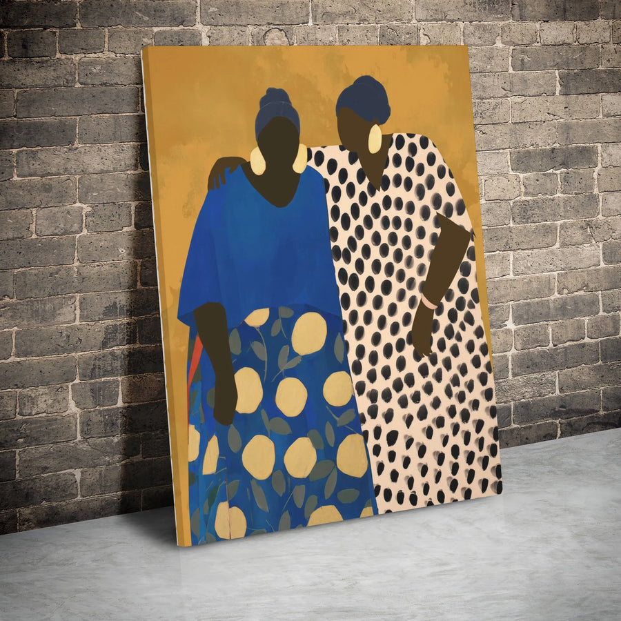 Black Women Wall Art | Abstract Sisterhood Painting | Premium Gallery-Wrapped Canvas | Empowering Home Decor Gift for Friends