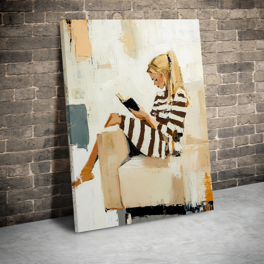 Woman Reading Book Canvas Art | Abstract Feminine Wall Decor | Premium Fade-Resistant Gallery Print | Gift for Book Lovers & Home Office Decor
