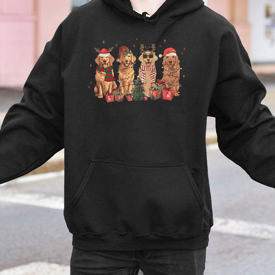 Golden Retriever Christmas Hoodie | Cute Holiday Dog Graphic Sweatshirt | Premium Cotton-Poly Blend | Festive Gift for Dog Lovers