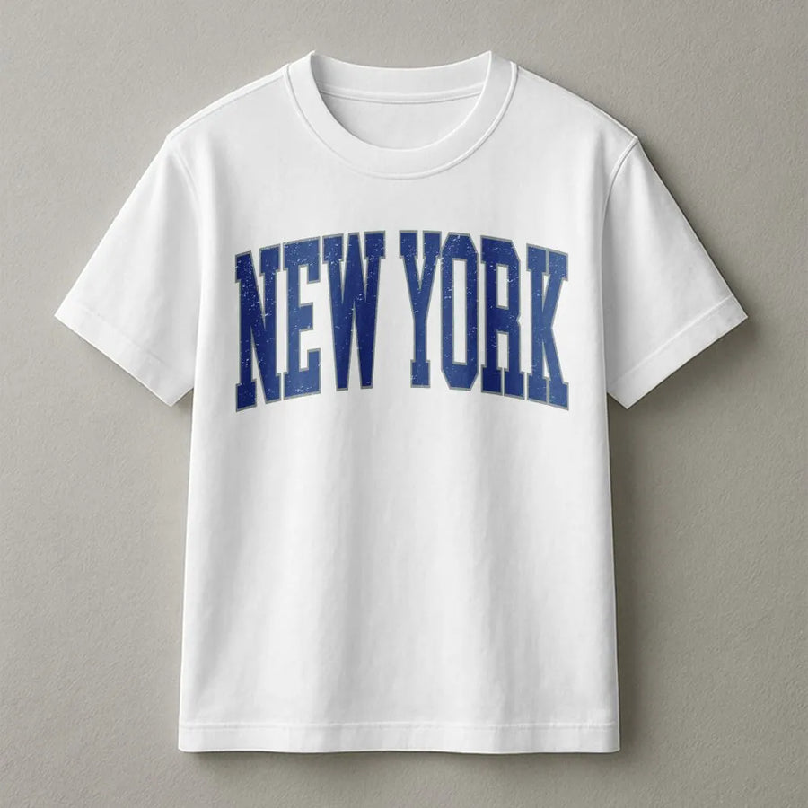 New York T-Shirt | Vintage Collegiate Graphic | Premium Cotton-Blend | NYC Souvenir Gift for Men & Women