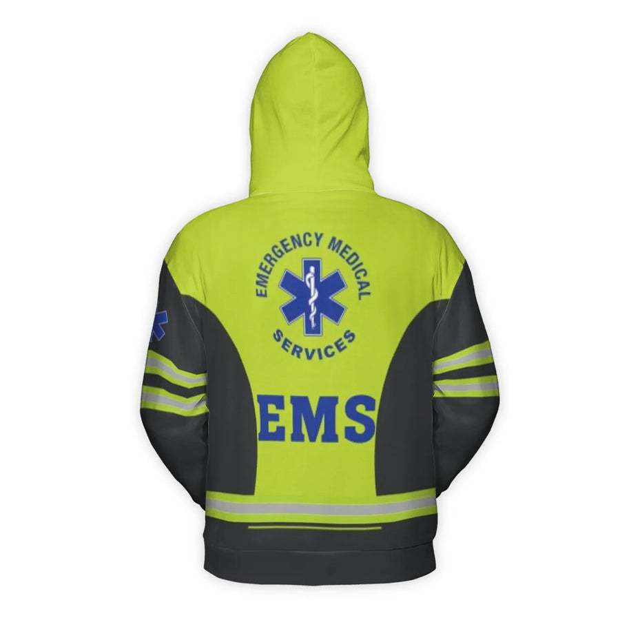 EMS 3D Hoodie | Star of Life Paramedic Uniform Print | Premium Brushed Fleece Polyester | Gift for EMT Paramedics & First Responders