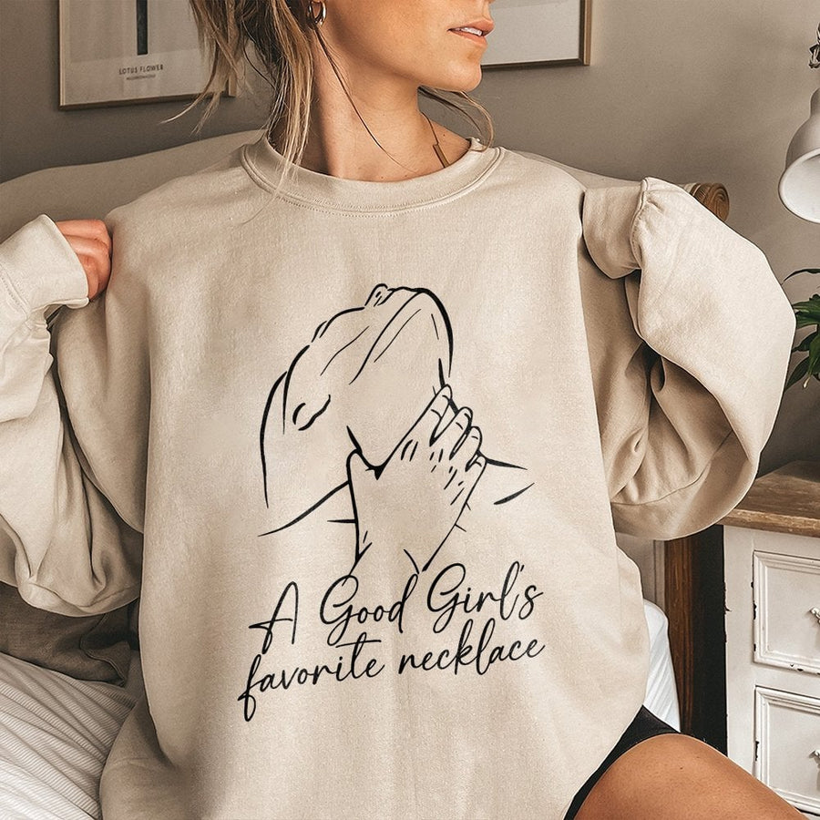 A Good Girl's Favorite Necklace Sweatshirt | Edgy Graphic Line Art | Premium Cotton Blend | Sassy Statement Gift For Her