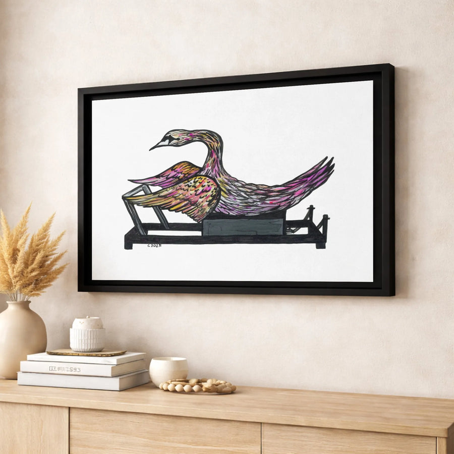 Abstract Swan Canvas Wall Art | Surreal Bird On Machinery Design | Premium Fade-Resistant Gallery Print | Unique Home Decor Gift