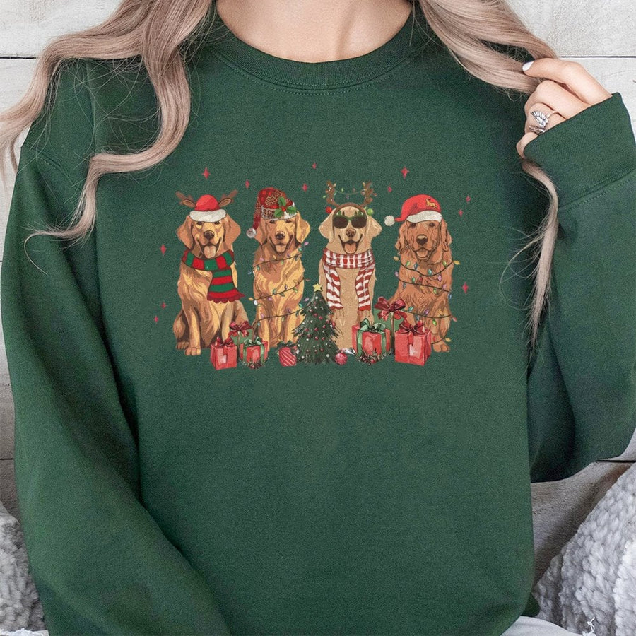 Golden Retriever Christmas Sweatshirt | Festive Dog Graphic Print | Premium Cotton Blend | Holiday Gift For Dog Moms & Pet Lovers