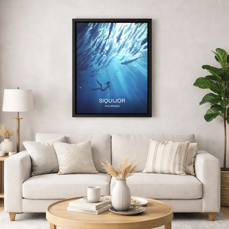 Siquijor Philippines Wall Art | Freediving Ocean Scene with School of Fish | Premium 1.25 Inch Gallery Canvas | Travel Decor Gift for Scuba Divers