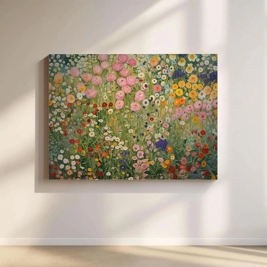 Wildflower Meadow Canvas Wall Art | Colorful Floral Landscape Painting | Premium Gallery-Wrapped Print | Botanical Home Decor Gift