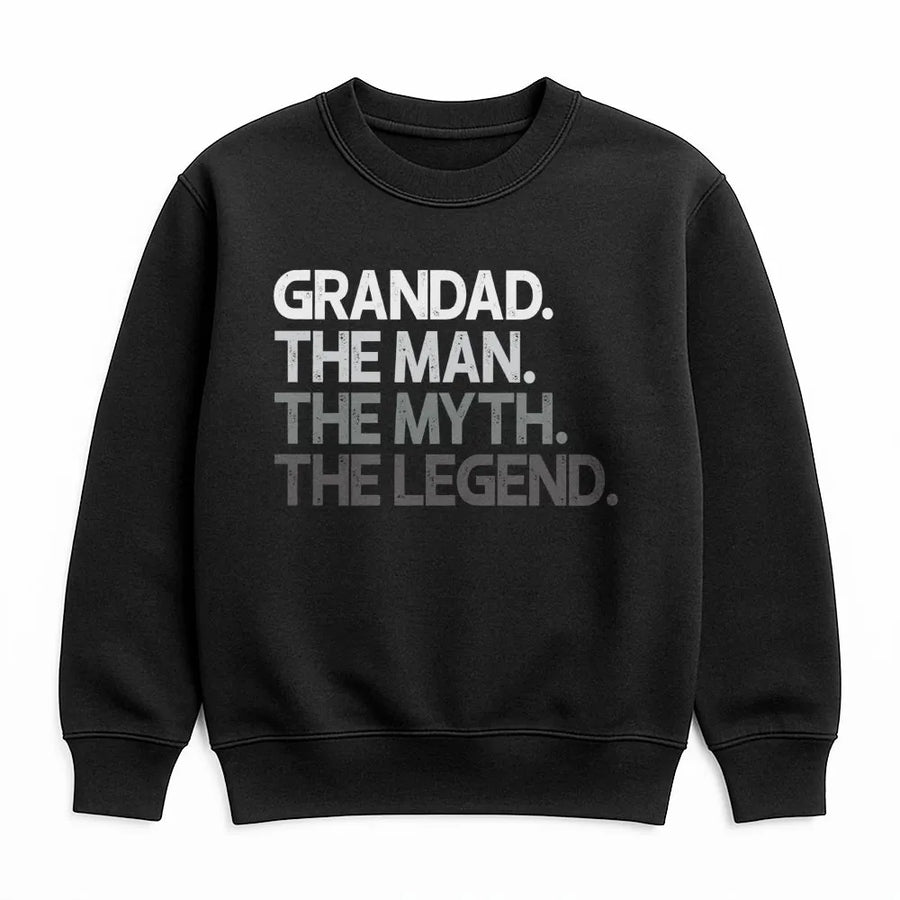 Grandad The Man The Myth The Legend Sweatshirt | Funny Retro Typography Graphic | Premium Cotton Blend | Best Gift Idea For Grandpa Birthday