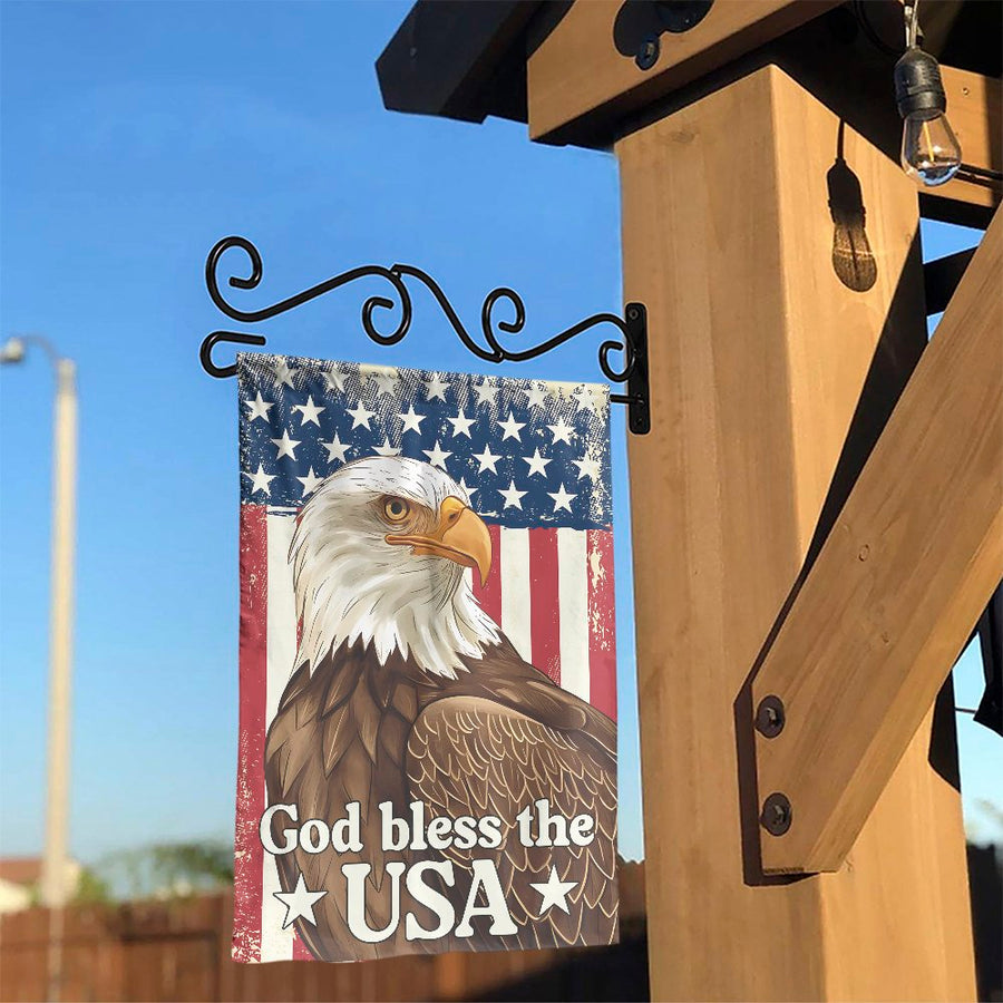 American Eagle Garden Flag | God Bless The USA Patriotic Yard Decor | Weather-Resistant Polyester | Memorial Day 4th of July Outdoor Gift