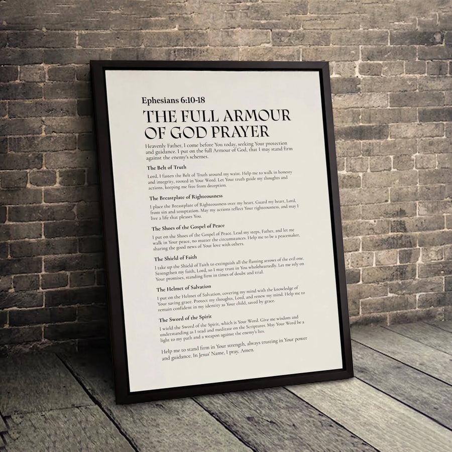 Full Armour Of God Canvas | Ephesians 6:10-18 Bible Verse Wall Art | Premium Gallery Wrapped Print | Christian Home Decor Gift for Believers