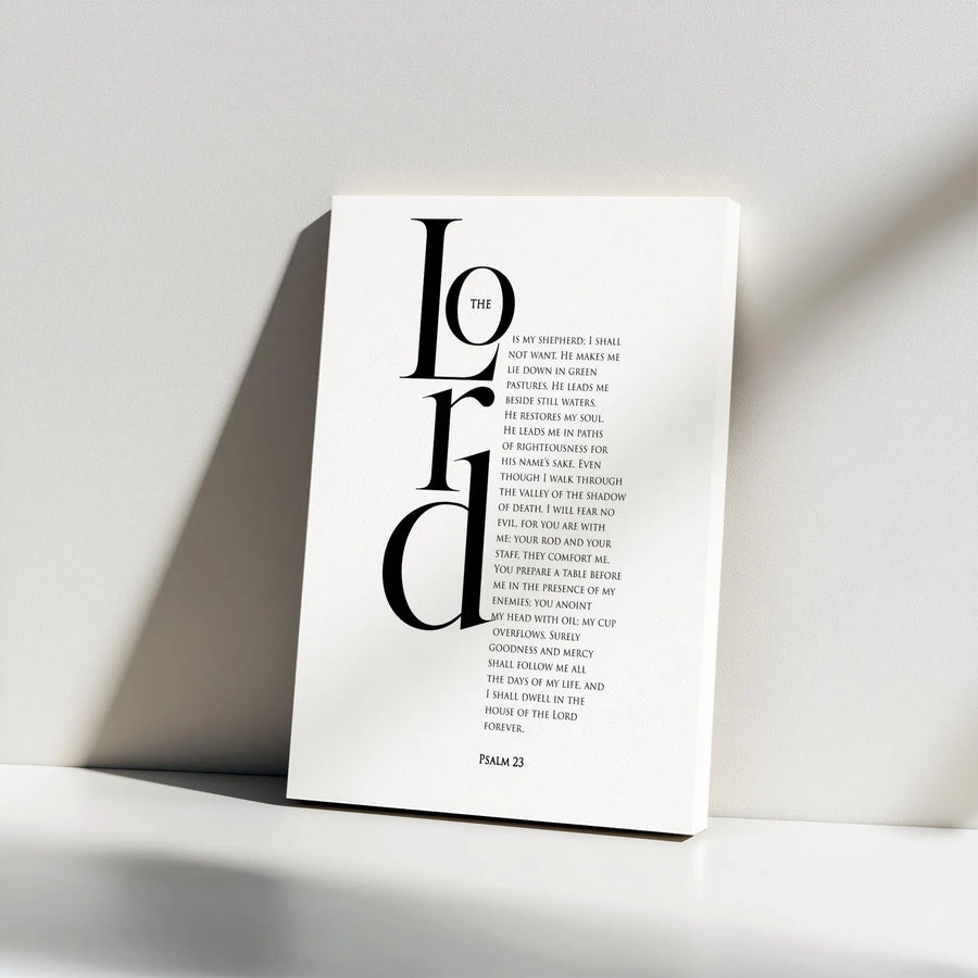 The Lord is My Shepherd Canvas Print | Psalm 23 Bible Verse Wall Art | Modern Minimalist Scripture Decor | Premium Christian Gift
