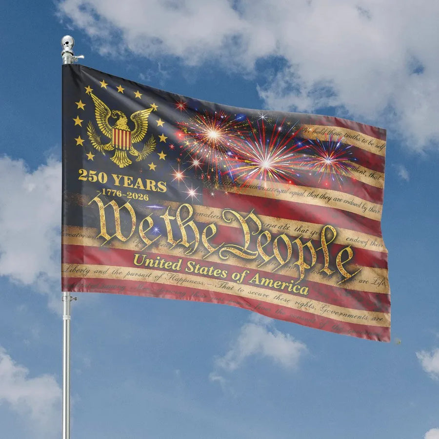 We The People 250th Anniversary House Flag | 1776-2026 Commemorative Design | Double-Sided Weather Resistant Fabric | Patriotic Yard Decor Gift