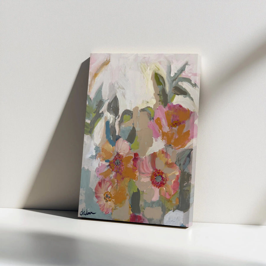 Abstract Floral Art Print Vertical Canvas | Modern Impressionist Wildflower Design | Premium 1.25 Inch Gallery Wrap | Elegant Wall Decor Gift for Living Room
