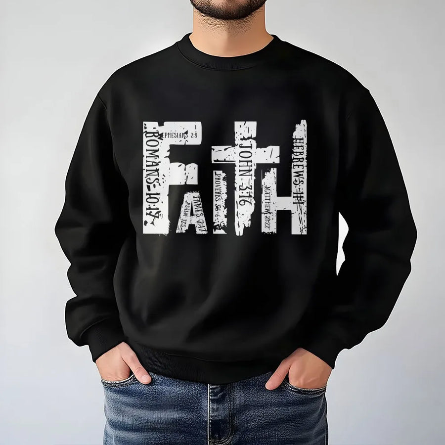 Faith Bible Verse Sweatshirt | Scripture Typography Design | Premium Soft Cotton Blend | Religious Christian Gift for Men and Women